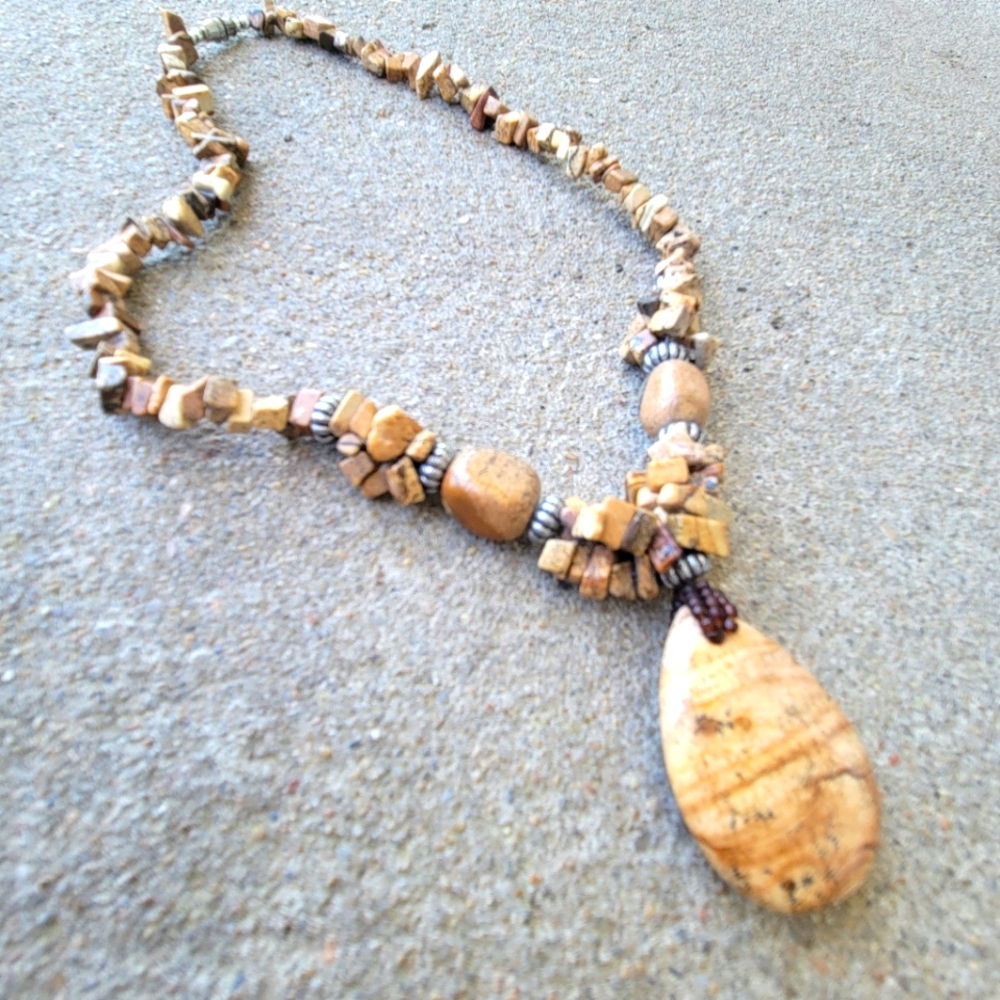 Jasper Necklace Semi Precious Well Being Stones 16"